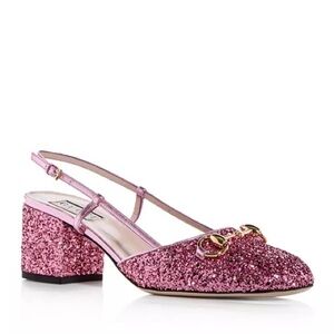 Gucci Women's Glitter Horsebit Slingback Pumps